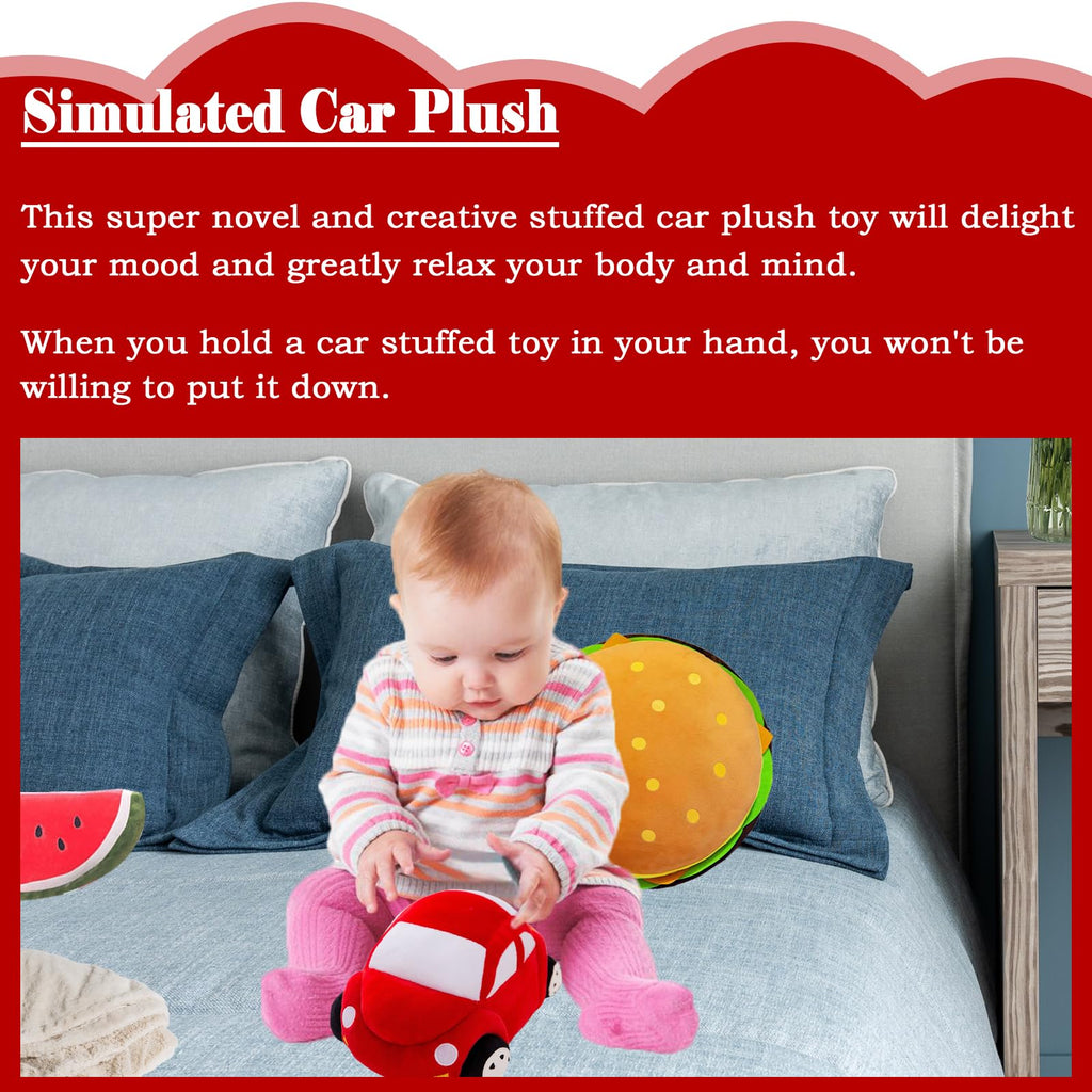 Red Car Plush Pillow 11.8 Inch - Cute Stuffed Toy for Kids and Car Lovers