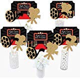 Red Carpet Centerpiece Sticks – 15 Movie Night Party Table Toppers by Big Dot of Happiness