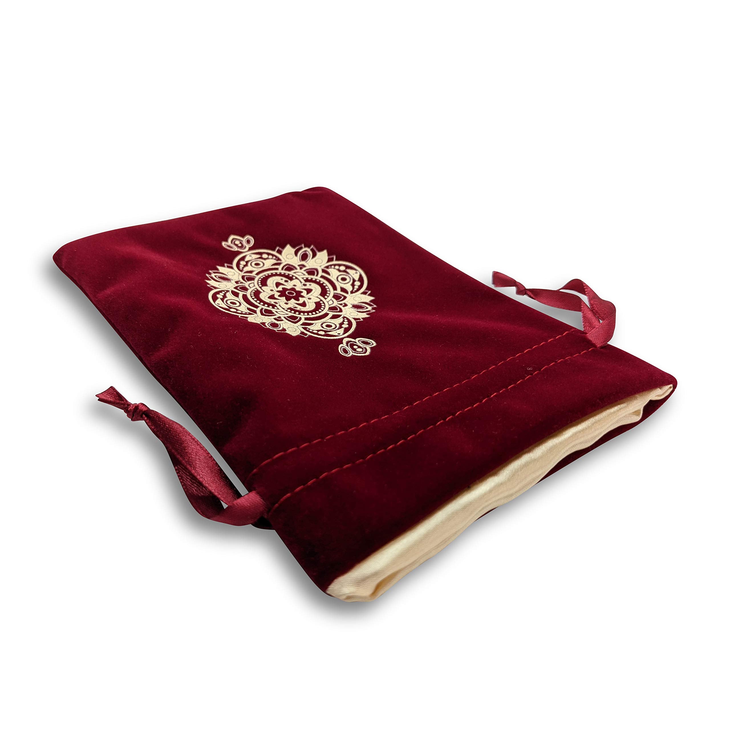 Red Velvet Mandala Drawstring Pouch for Tarot, Dice, and Jewelry – Miriyan