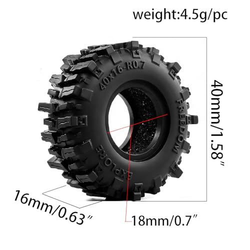 REDSPIDER 0.7'' Mud Slingers Tires – Super Soft Sticky Rubber for Micro RC Crawlers (40x16mm)