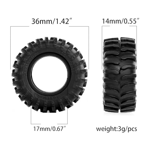 REDSPIDER 0.7'' Swamp Claw Tires for 1/30 RC Crawler – OD 36mm*14mm