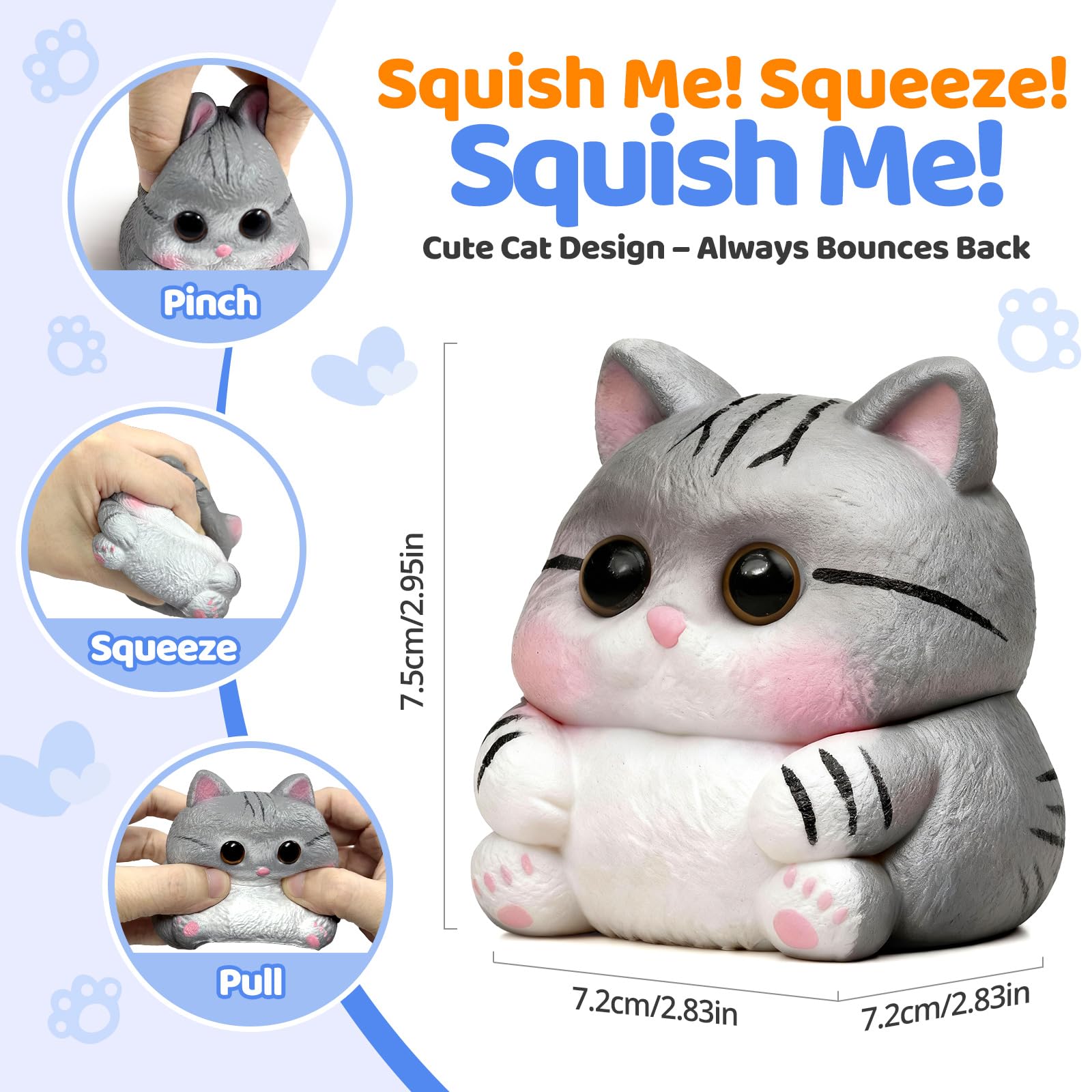 Reenovan Cat Squishy Toy – Soft TPR Stress Relief Sensory Fidget Toy with Removable Accessories, Cute Kawaii Desk Decoration for Kids and Adults