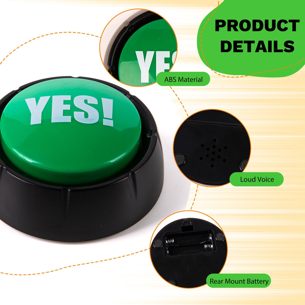 REFARICO Yes No Button - Funny Sound Effects Gadget for Quizzes, Family Games & Gag Gifts