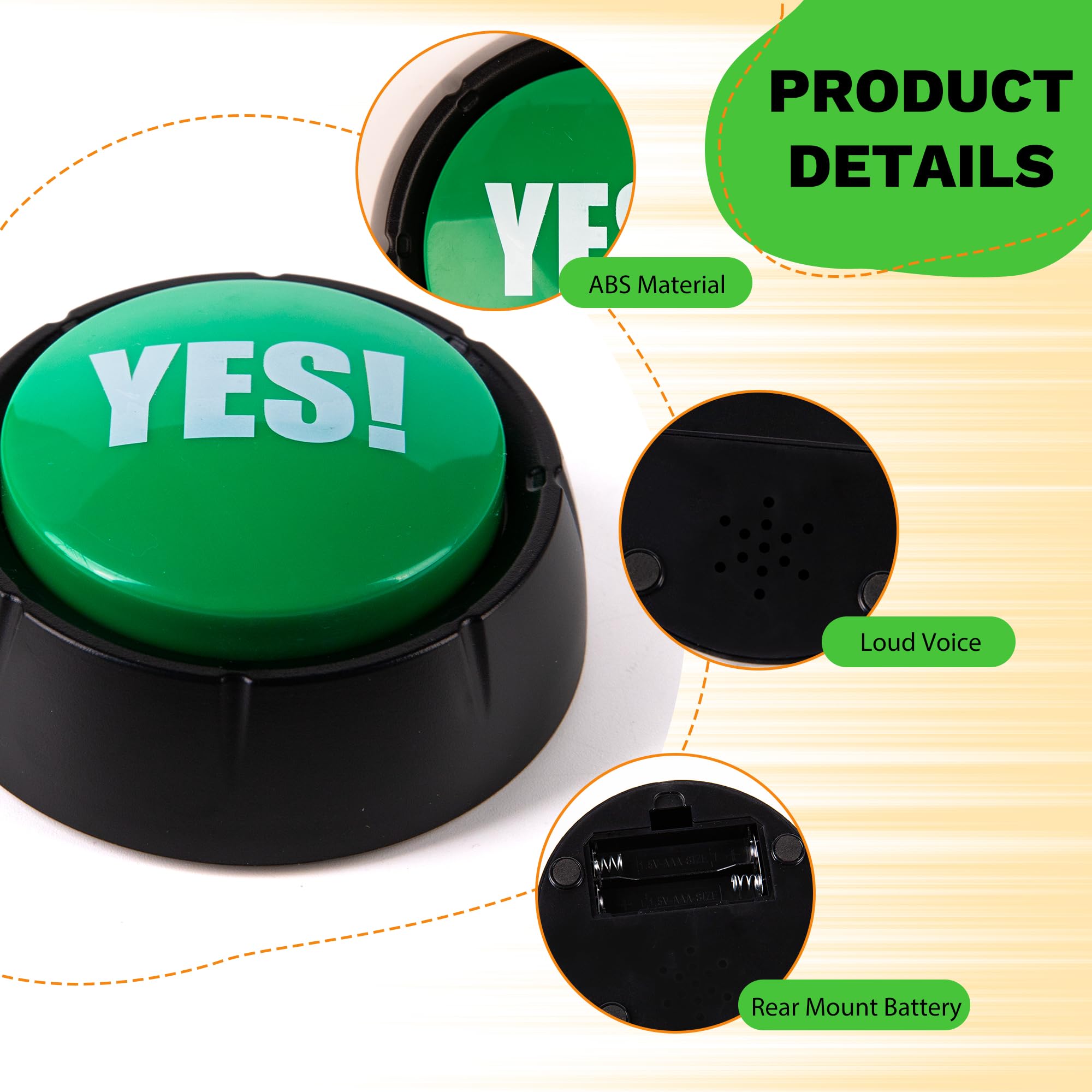 REFARICO Yes No Button - Funny Sound Effects Gadget for Quizzes, Family Games & Gag Gifts
