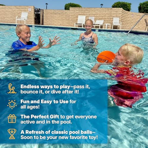 Refresh Sports Aqua Dive Pool Ball – 6-Inch Underwater Basketball, Football & Soccer Toy for Kids Ages 4-12