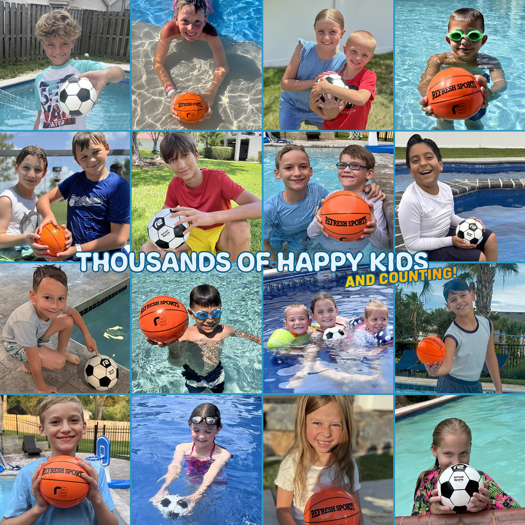Refresh Sports Aqua Dive Pool Ball – 6-Inch Underwater Basketball, Football & Soccer Toy for Kids Ages 4-12