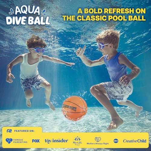 Refresh Sports Aqua Dive Pool Ball – 6-Inch Underwater Basketball, Football & Soccer Toy for Kids Ages 4-12