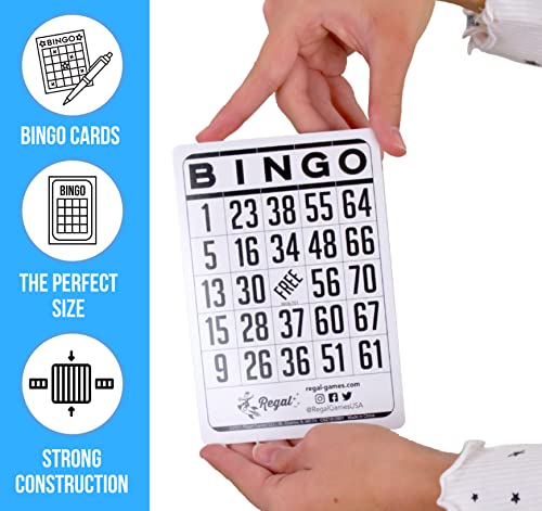 Regal Games 200-Count Reusable Bingo Cards – Classic White Sheets for Family Game Night, Parties & Travel