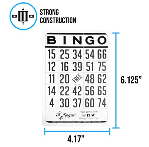 Regal Games 200-Count Reusable Bingo Cards – Classic White Sheets for Family Game Night, Parties & Travel