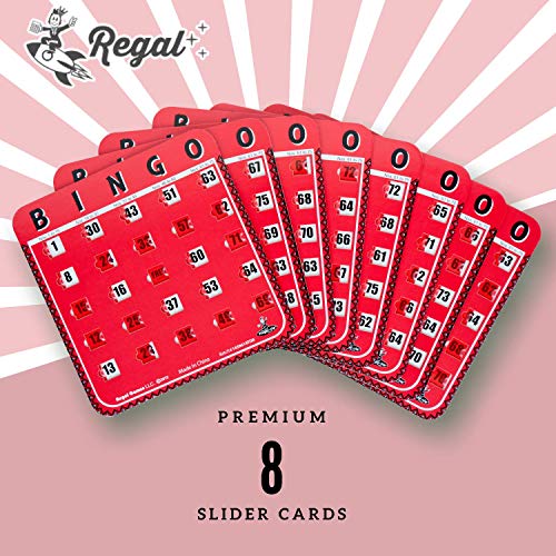 Regal Games 8-Pack Large Print Bingo Cards with Sliding Windows – Reusable, Mess-Free Bingo for Adults
