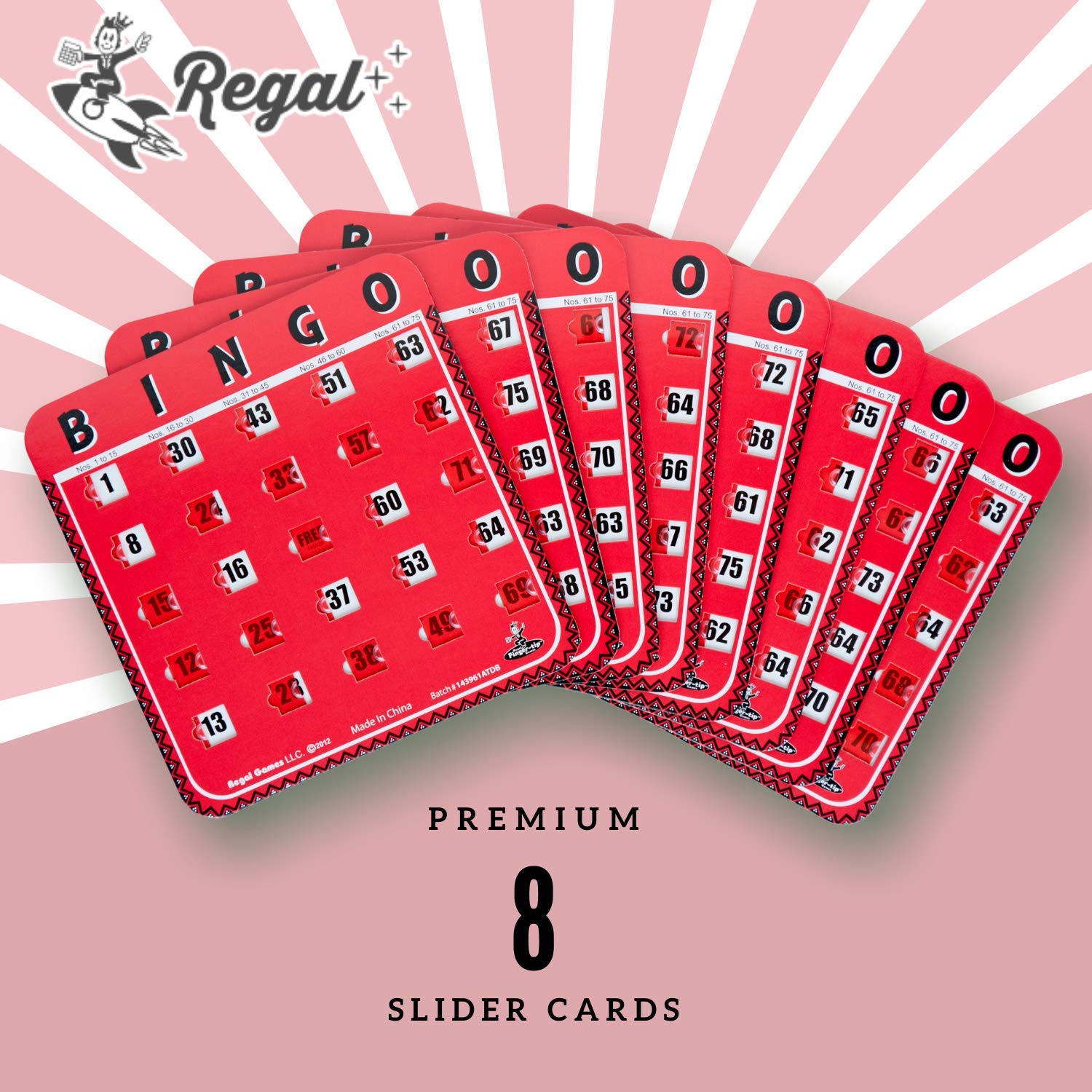 Regal Games 8-Pack Large Print Bingo Cards with Sliding Windows – Reusable, Mess-Free Bingo for Adults