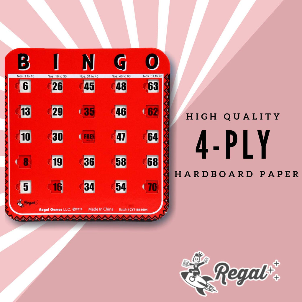 Regal Games 8-Pack Large Print Bingo Cards with Sliding Windows – Reusable, Mess-Free Bingo for Adults