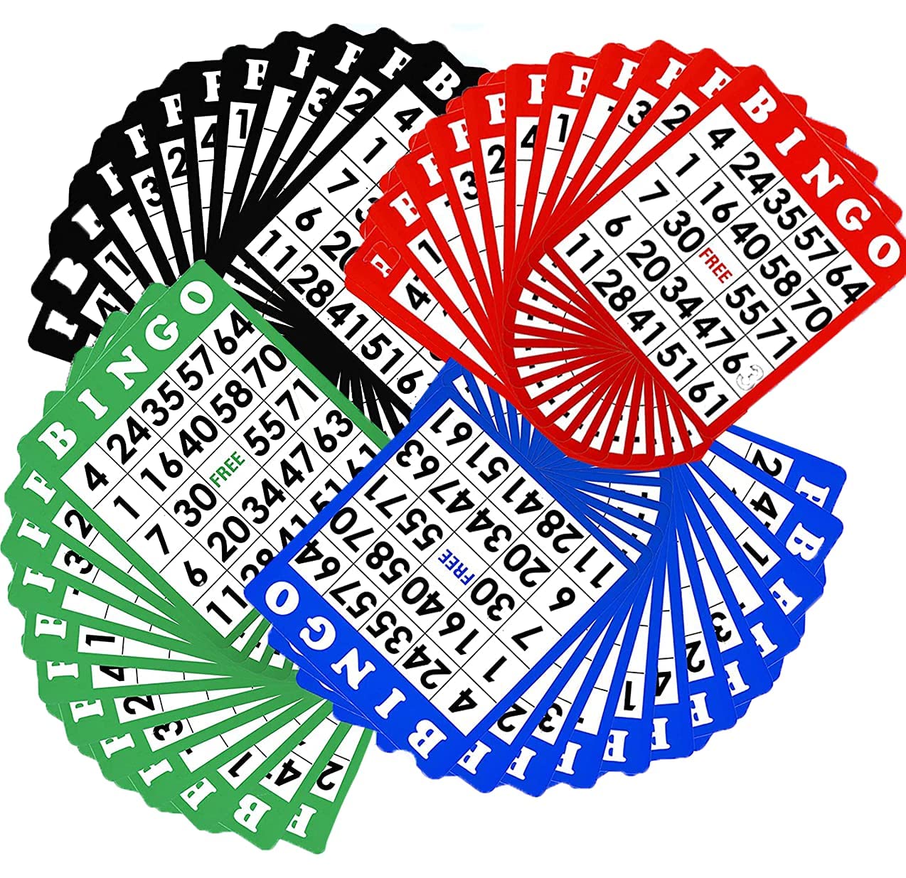 Regal Games Bingo Set: 50 Cards + 50 Calling Cards + 500 Transparent Chips, 4 Colors
