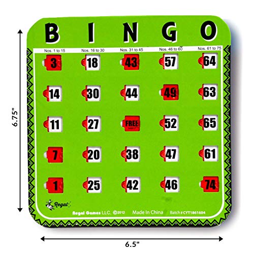 Regal Games Bulk Bingo Cards with Sliding Windows – 8 Pack, Green, Large Print for Adults