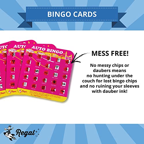 Regal Games Finger-Tip Shutter Bingo Cards - 4 Pack Pink - Reusable Travel Bingo with Sliding Windows