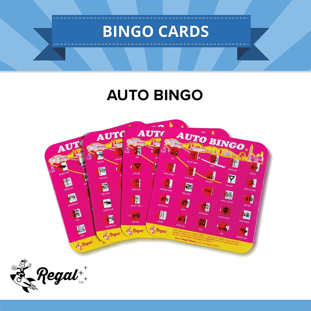 Regal Games Finger-Tip Shutter Bingo Cards - 4 Pack Pink - Reusable Travel Bingo with Sliding Windows