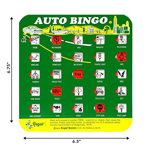 Regal Games Finger-Tip Shutter Bingo Cards (4-Pack) – Sliding Windows, Reusable Travel Bingo Set for Adults & Kids, Green