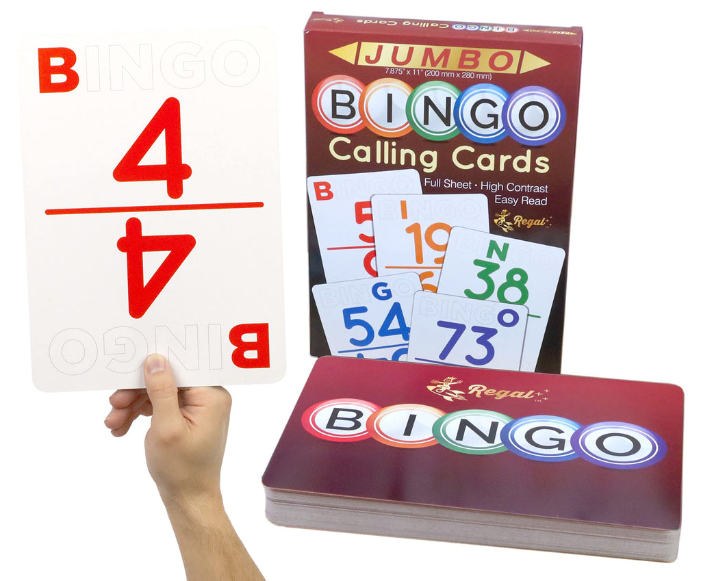 Regal Games Jumbo Bingo Calling Cards Deck - 75 Reusable Cards, Large Print, Travel-Friendly