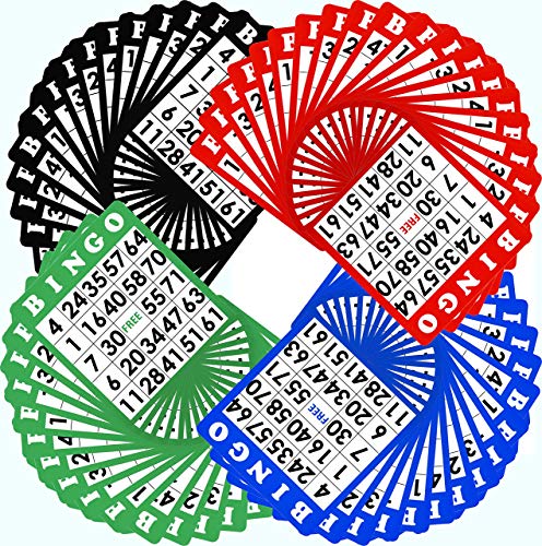 Regal Games Reusable Bingo Cards – 100 Standard Cards, 4 Colors, Easy-Read Numbers, Travel-Friendly