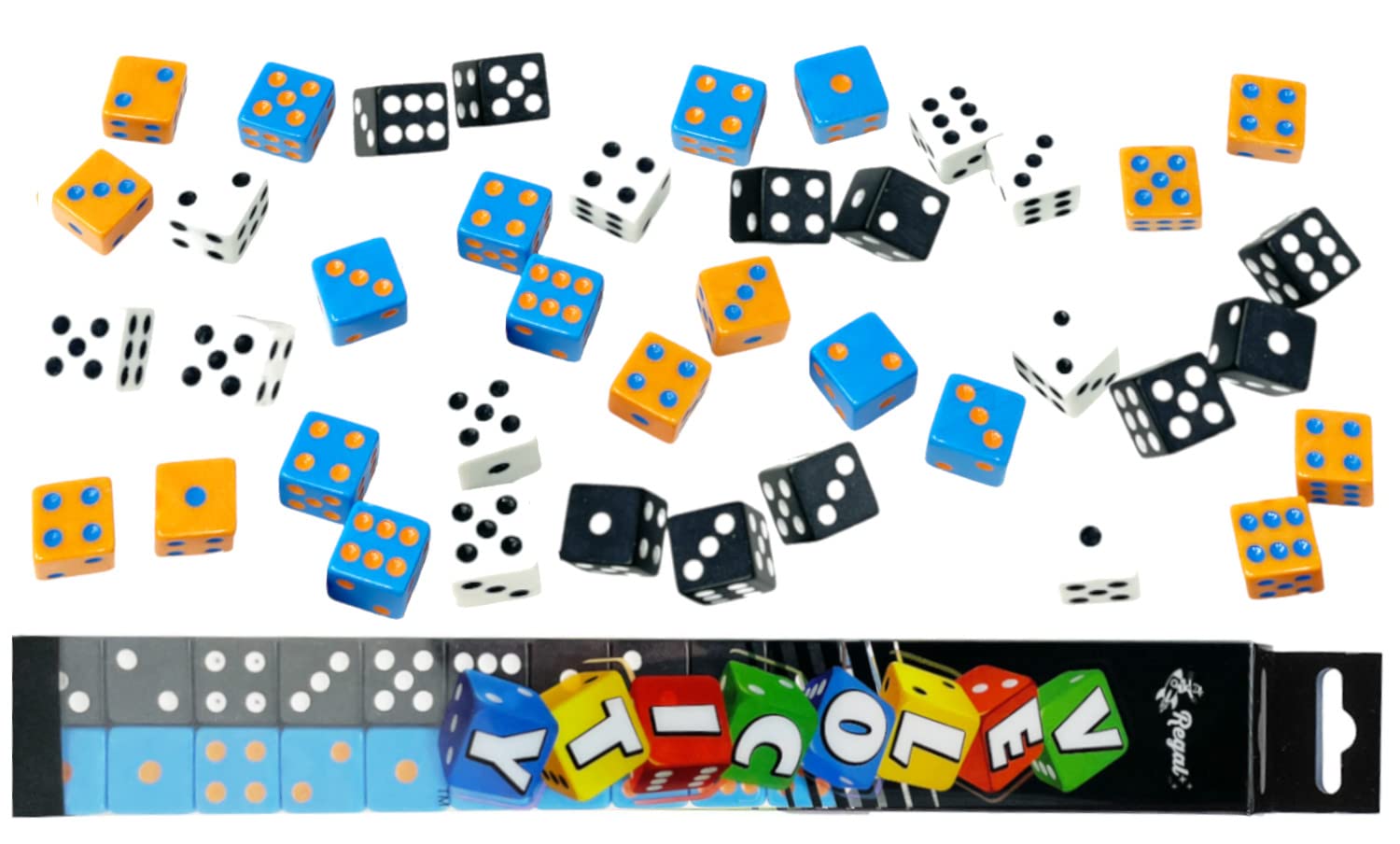Regal Games Velocity Dice Game Set – 40 Colorful Square Dice with Storage Case for Fast-Paced Family Fun