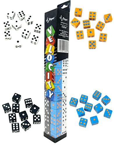 Regal Games Velocity Dice Game Set – 40 Colorful Square Dice with Storage Case for Fast-Paced Family Fun