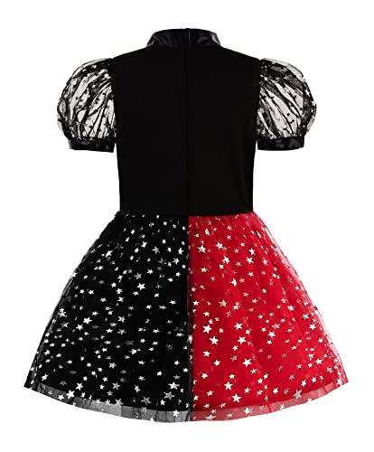 ReliBeauty Girls Clown Halloween Costume with Knee Pads - Red & Black Cosplay Dress