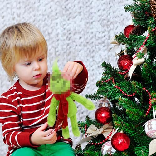 RELIGES 9-Inch Green Christmas Monster Plush – Soft Holiday Stuffed Animal for Kids, Festive Decoration and Gift (Fun Green)