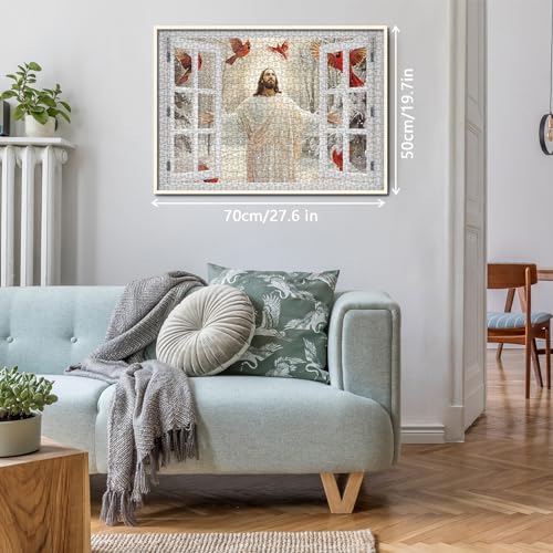 Religious 1000 Piece Jigsaw Puzzle – Winter Cardinal with Jesus Blessing – BBOLDIN