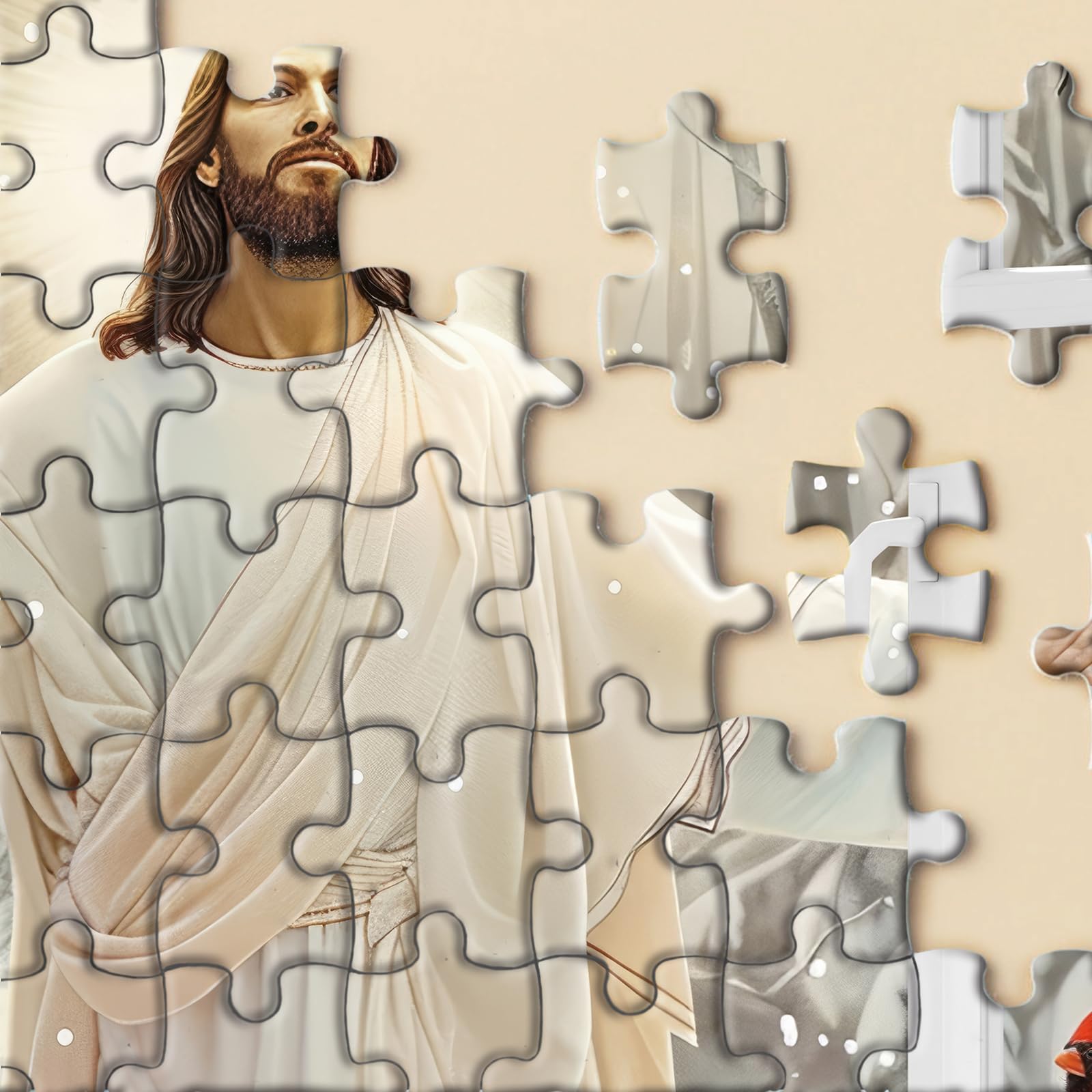 Religious 1000 Piece Jigsaw Puzzle – Winter Cardinal with Jesus Blessing – BBOLDIN