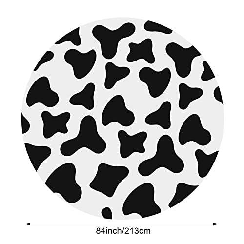 Remagr 3-Pack 84-Inch Round Plastic Cow Print Tablecloths for Farm Theme Parties