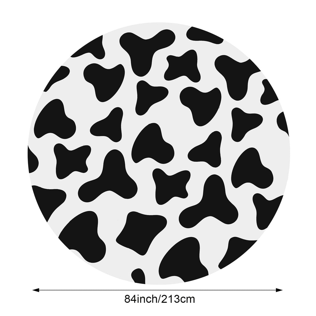 Remagr 3-Pack 84-Inch Round Plastic Cow Print Tablecloths for Farm Theme Parties