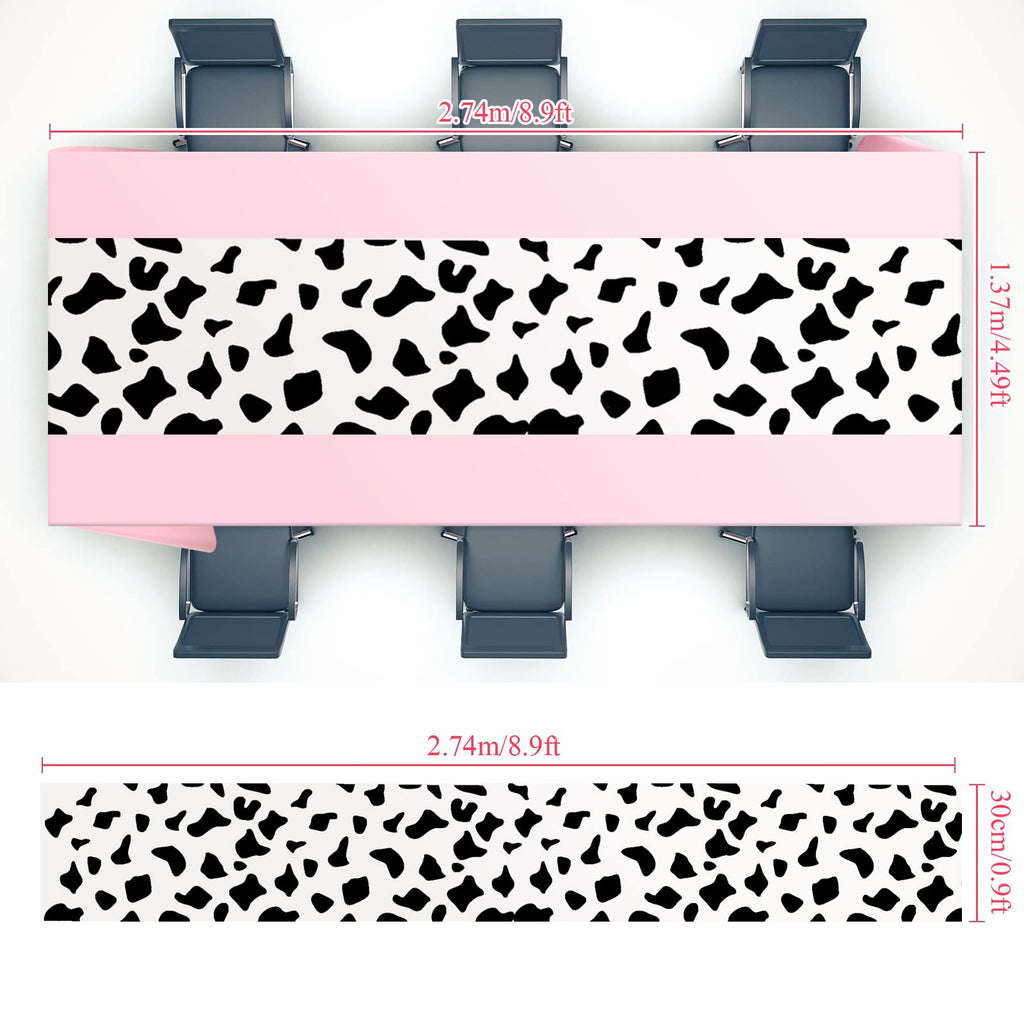 Remagr Pink Cow Print Disposable Tablecloths – 3 Pack 54x108 Inch for Cowboy Rodeo Parties