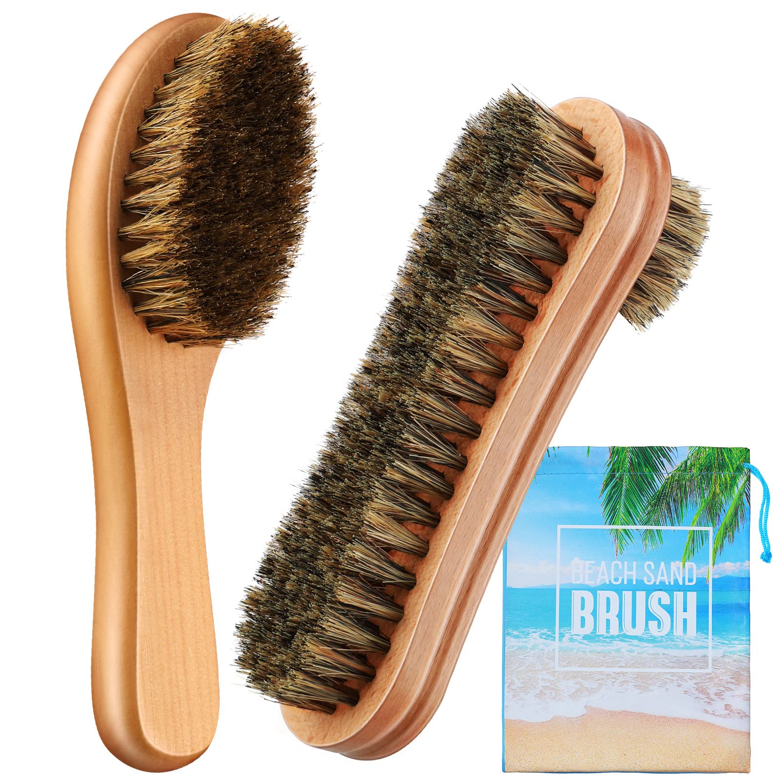 Remerry Sand Brush Set - 2 Brushes with Drawstring Bag for Beach Sand Removal
