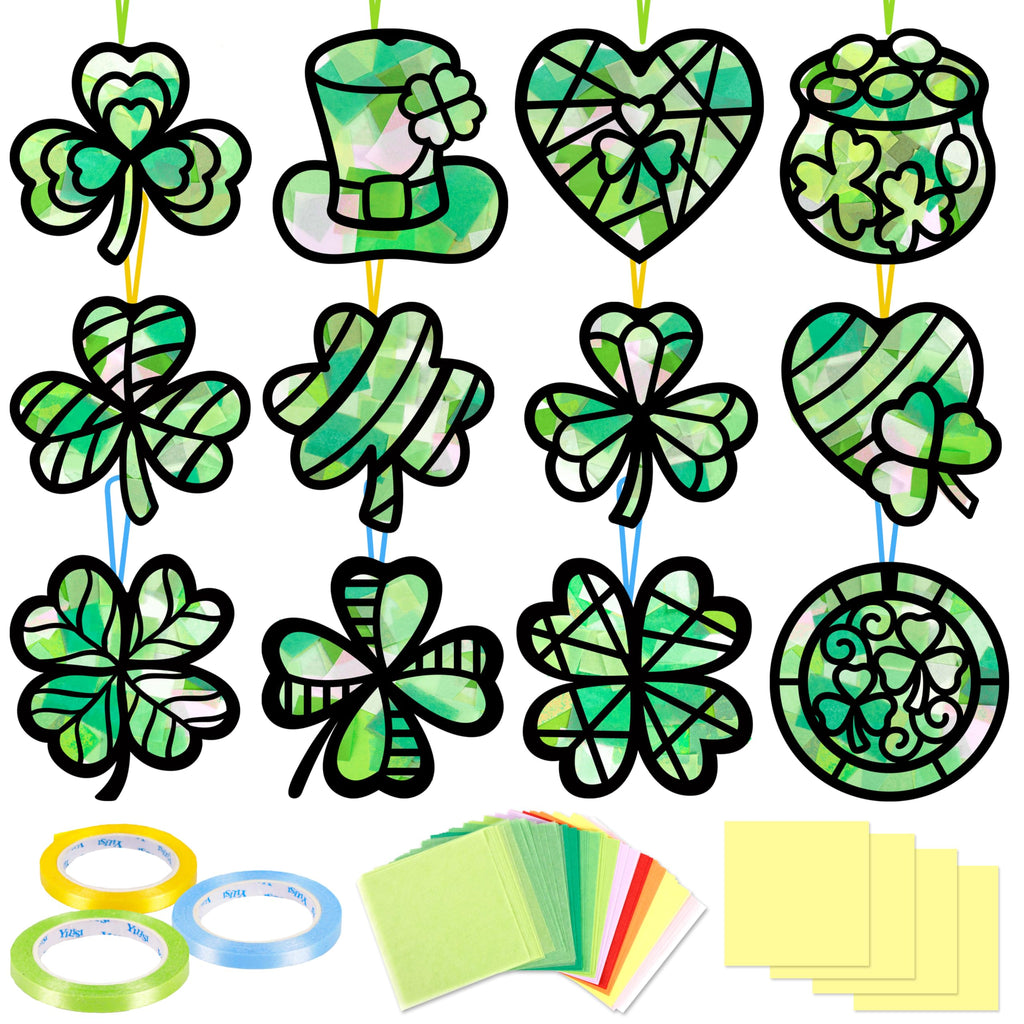 Renbuzhu St. Patrick's Day Suncatcher Craft Kit – 40 Shamrock Window Decorations