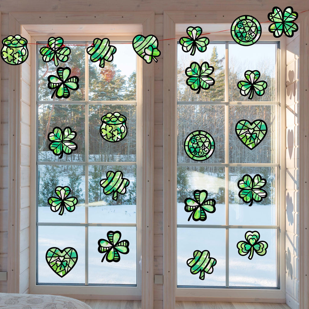 Renbuzhu St. Patrick's Day Suncatcher Craft Kit – 40 Shamrock Window Decorations