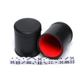 RERIVER Felt Lined PU Leather Dice Cup Set – 2 Cups with 12 Black Dot Dice for Craps, Backgammon, Yahtzee