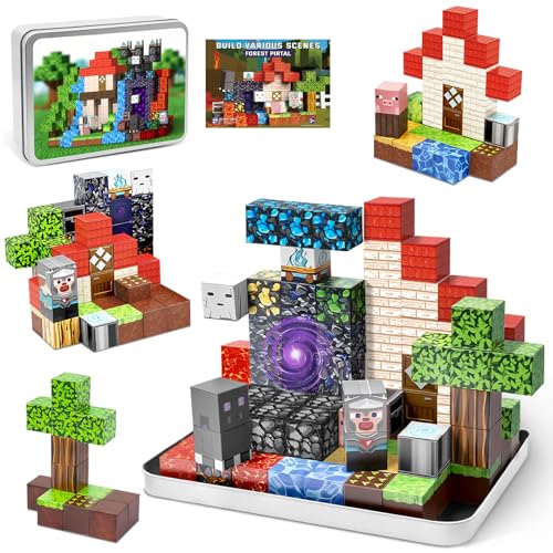Resflycheng 70-Piece Magnetic Building Blocks with Metal Carry Case - Portable STEM Travel Toy for Kids Ages 3+