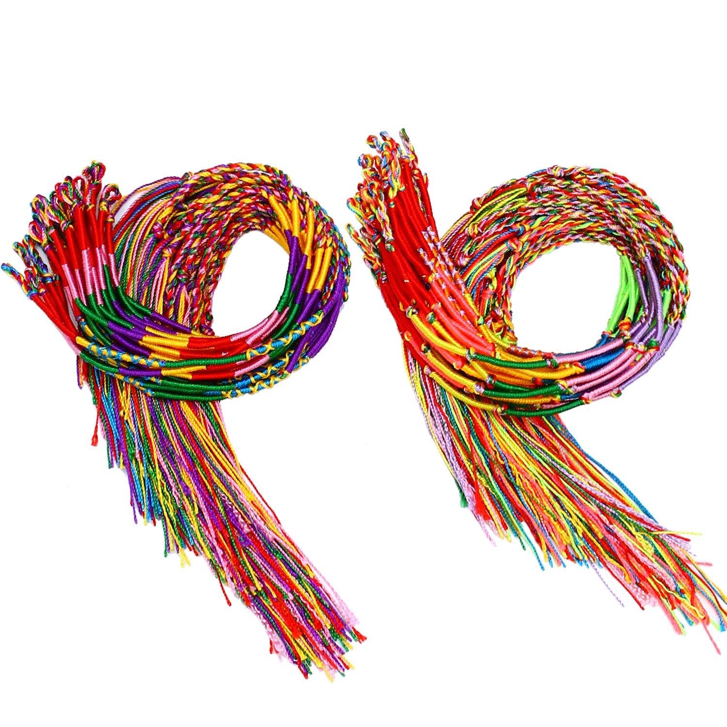 Resinta 100 Handmade Braided Bracelets – Assorted Colors, Nylon Friendship Cords for Party Favors