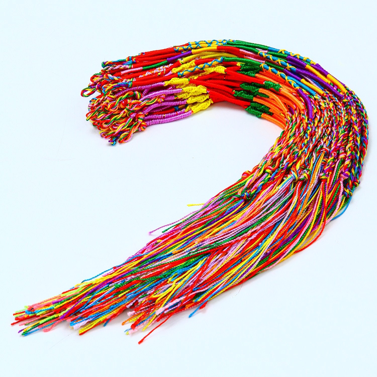 Resinta 100 Handmade Braided Bracelets – Assorted Colors, Nylon Friendship Cords for Party Favors