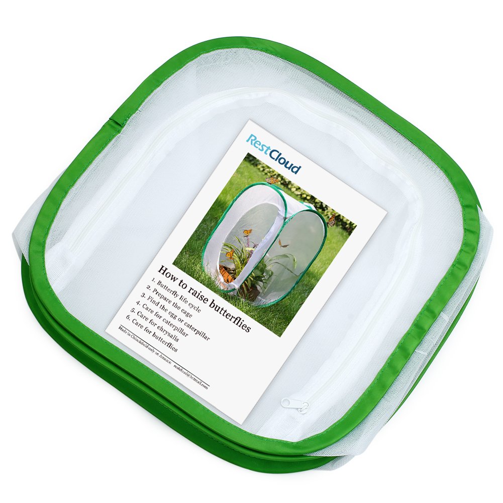 RESTCLOUD 12x12x12 Inch Pop-up Butterfly Habitat Cage with Mesh Panels