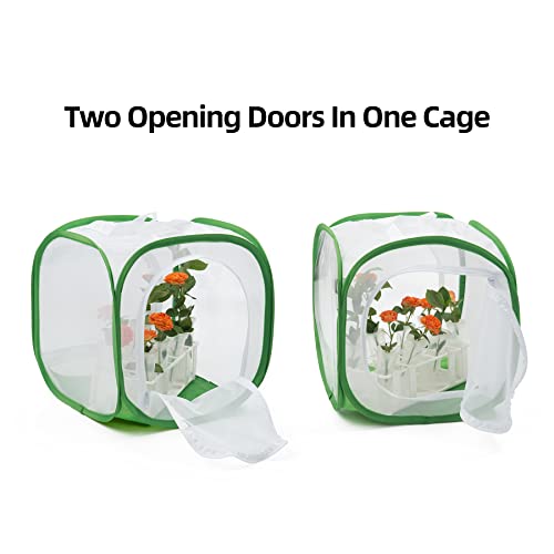 RESTCLOUD Two-Door Butterfly Habitat – 12x12x12 Pop-Up Mesh Cage with Clear Viewing Window