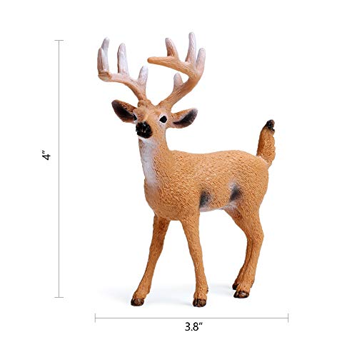 RESTCLOUD White-Tailed Deer Figurines Set of 3 – Hand-Painted Buck, Doe, Fawn Cake Toppers and Woodland Animals