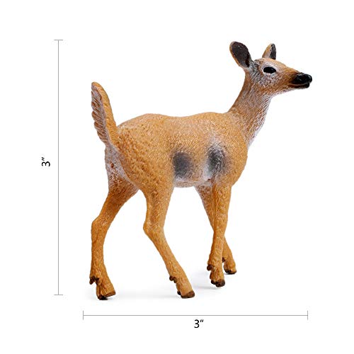 RESTCLOUD White-Tailed Deer Figurines Set of 3 – Hand-Painted Buck, Doe, Fawn Cake Toppers and Woodland Animals