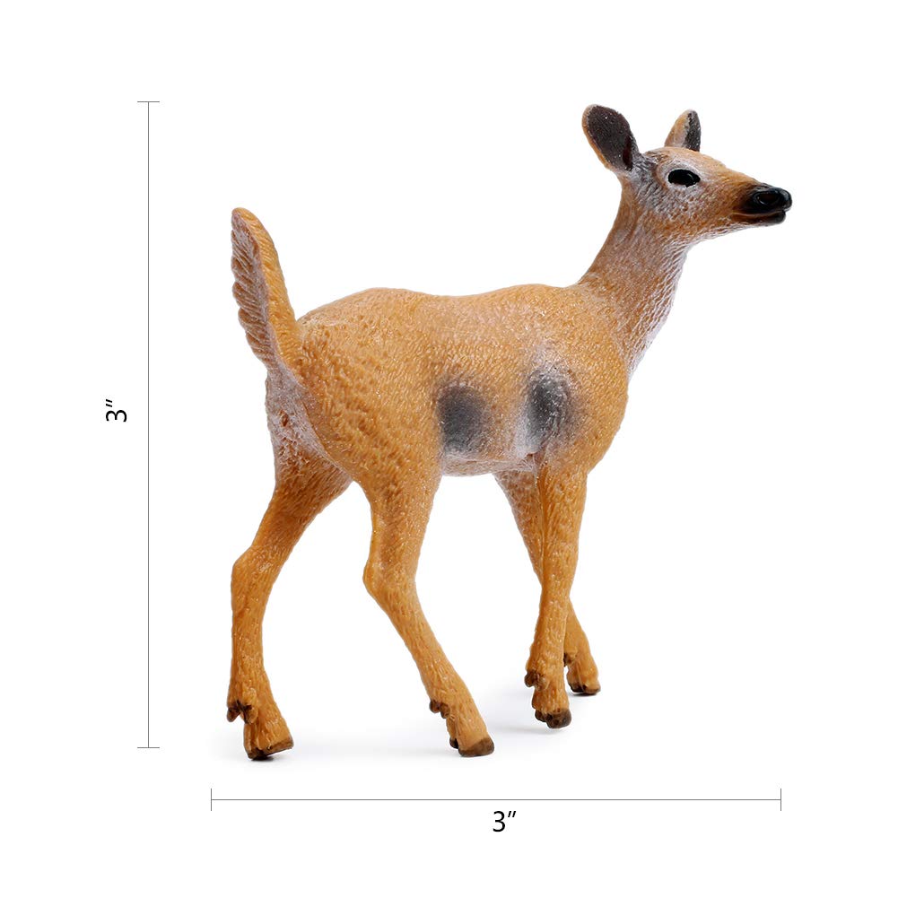 RESTCLOUD White-Tailed Deer Figurines Set of 3 – Hand-Painted Buck, Doe, Fawn Cake Toppers and Woodland Animals