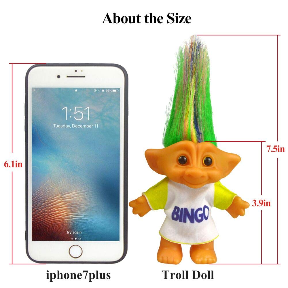 Retro Troll Doll - 7.5" Colorful Vintage Doll for Collections, School Projects, and Party Favors