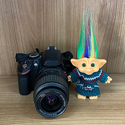 Retro Troll Doll by Yintlilocn - 7.5" Green Vintage Troll with Wool Clothes for Collections, School Projects, Party Favors