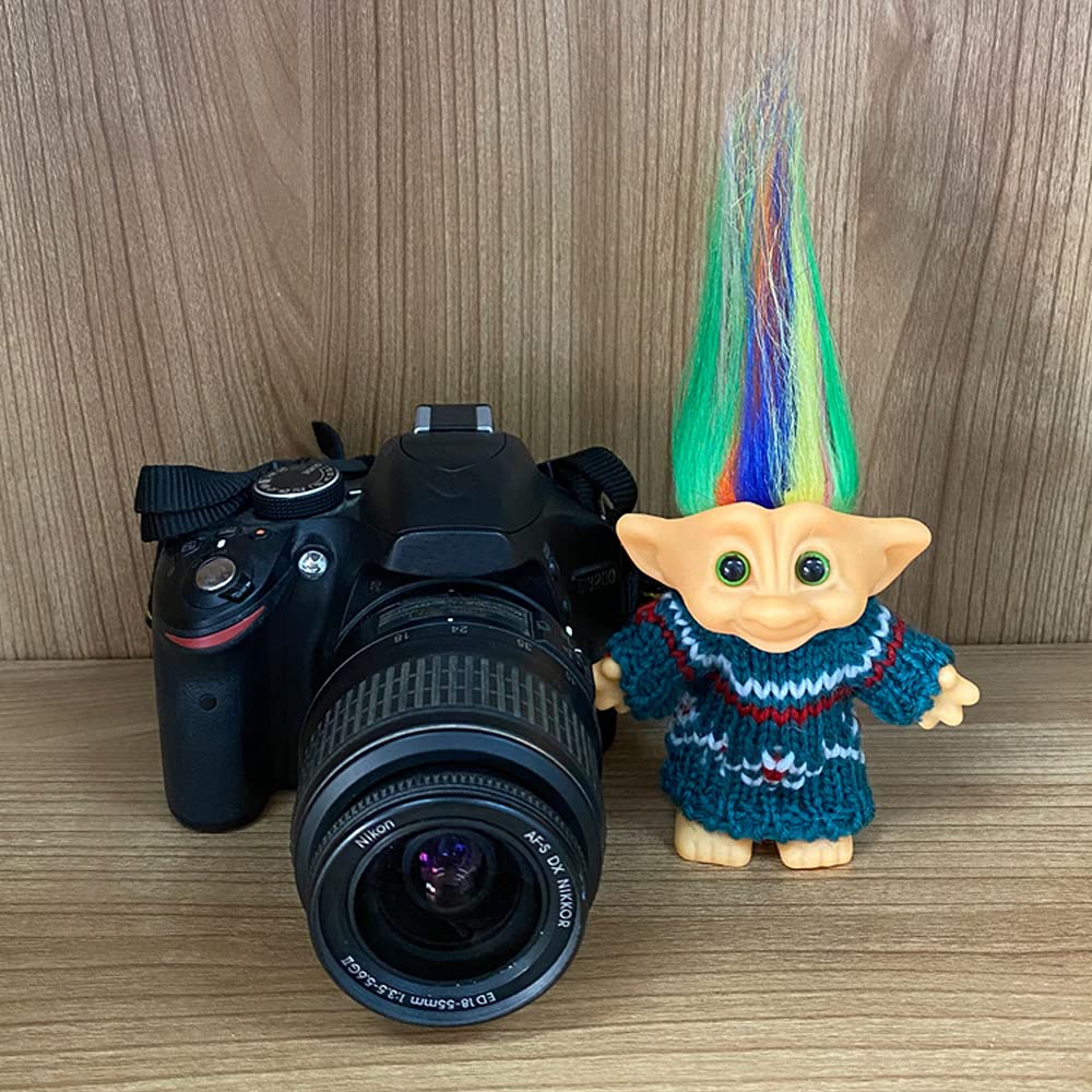 Retro Troll Doll by Yintlilocn - 7.5" Green Vintage Troll with Wool Clothes for Collections, School Projects, Party Favors