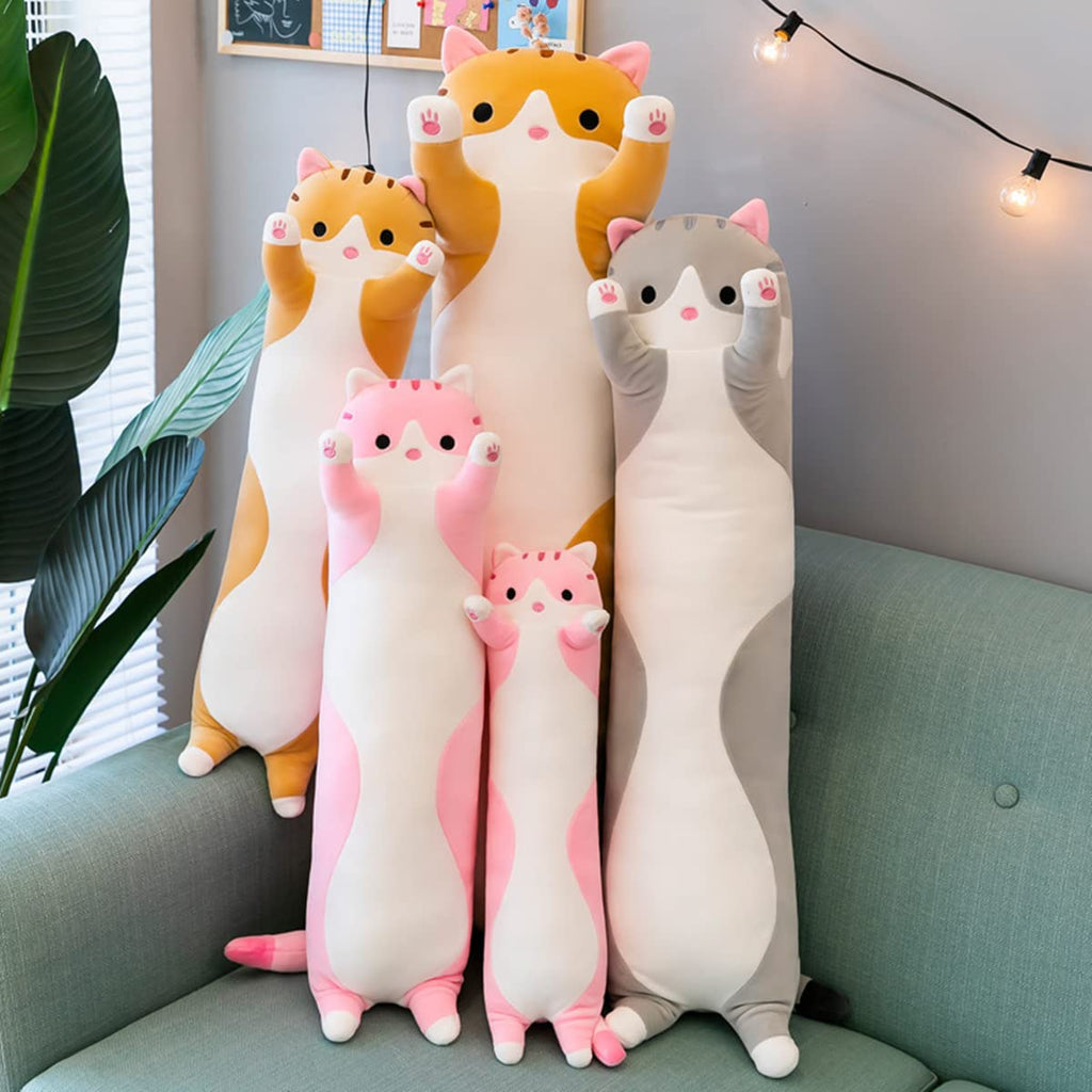 Rexinc Long Pink Cat Plush Pillow – Cute Soft Body Pillow for Sleep & Snuggling (4 Sizes up to 43.3 inches)