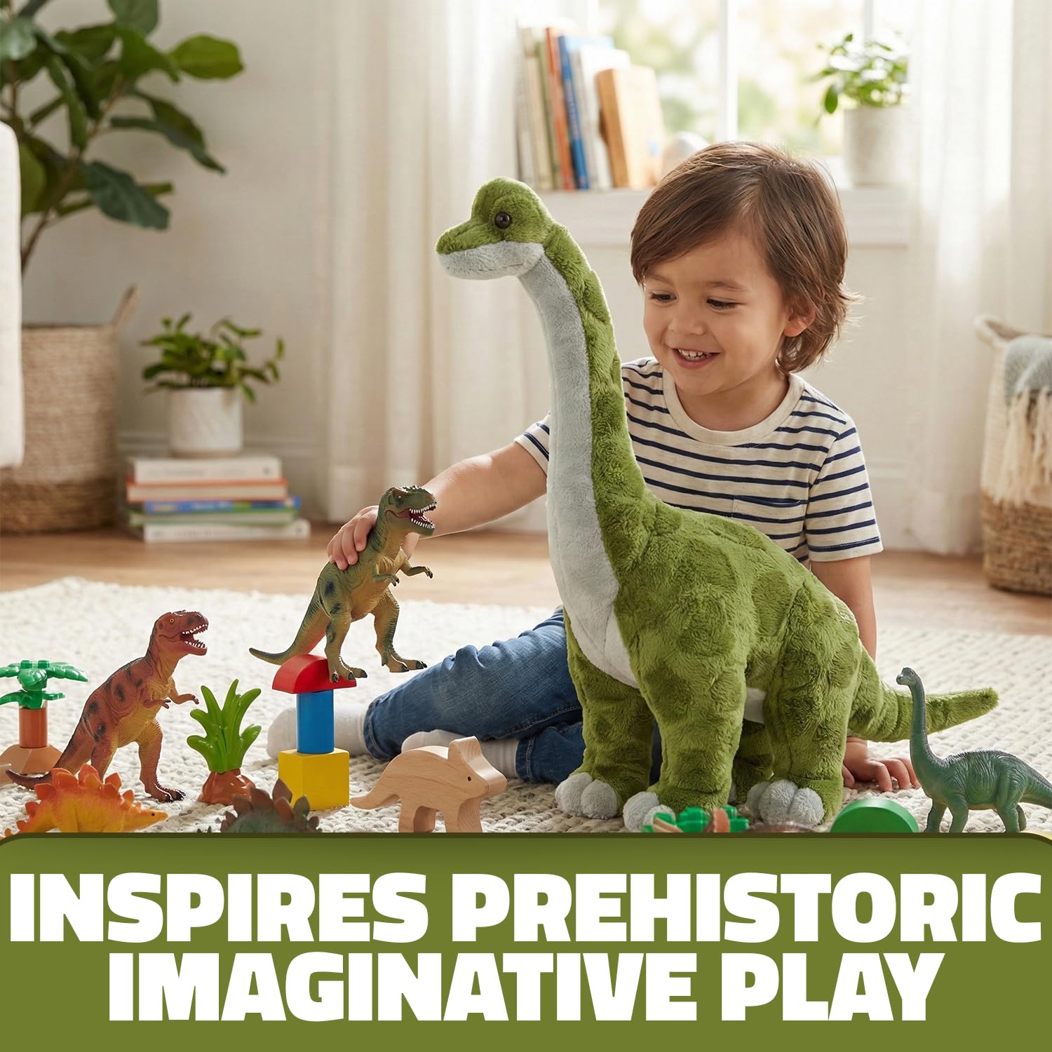 Rhode Island Novelty 15-Inch Brachiosaurus Plush – Soft Dinosaur Toy for Ages 3+