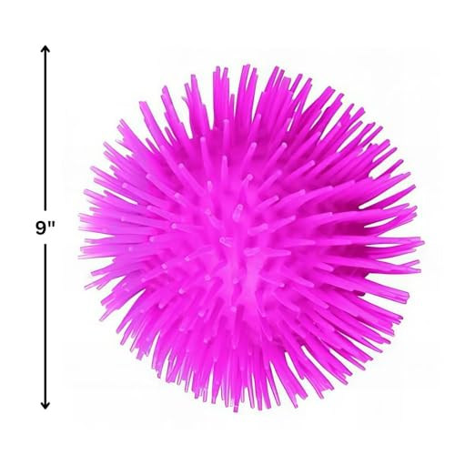Rhode Island Novelty 9" Two-Tone Puffer Ball – Pack of 6 Fidget Sensory Toys with Stretchy Bristles